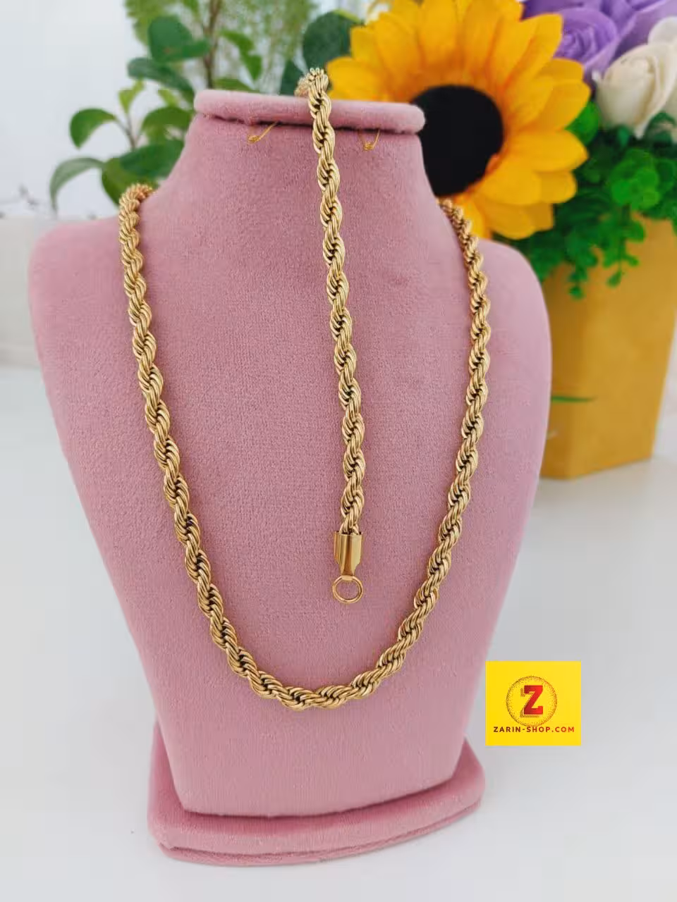 ست گردنبند و دستبند طنابی طلایی زنانه مردانه