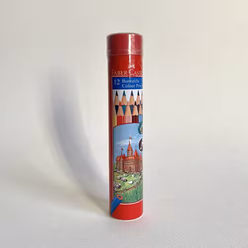مداد رنگی 12 رنگ فابرکاستل جعبه استوانه فلزی(FABER CASTELL)