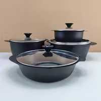 سرویس قابلمه گرانیتی 8 پارچه برتون رنگ مشکی