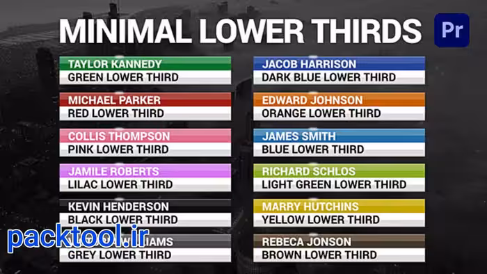 دانلود پروژه آماده پریمیر پرو زیرنویس مینیمال Minimal Lower Thirds - پک تول