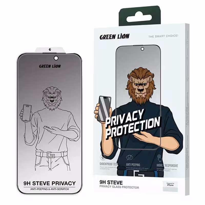 محافظ صفحه نمایش حریم خصوصی گرین لاین مدل 9H Steve privacy مناسب برای گوشی موبایل اپل iphone 16 pro