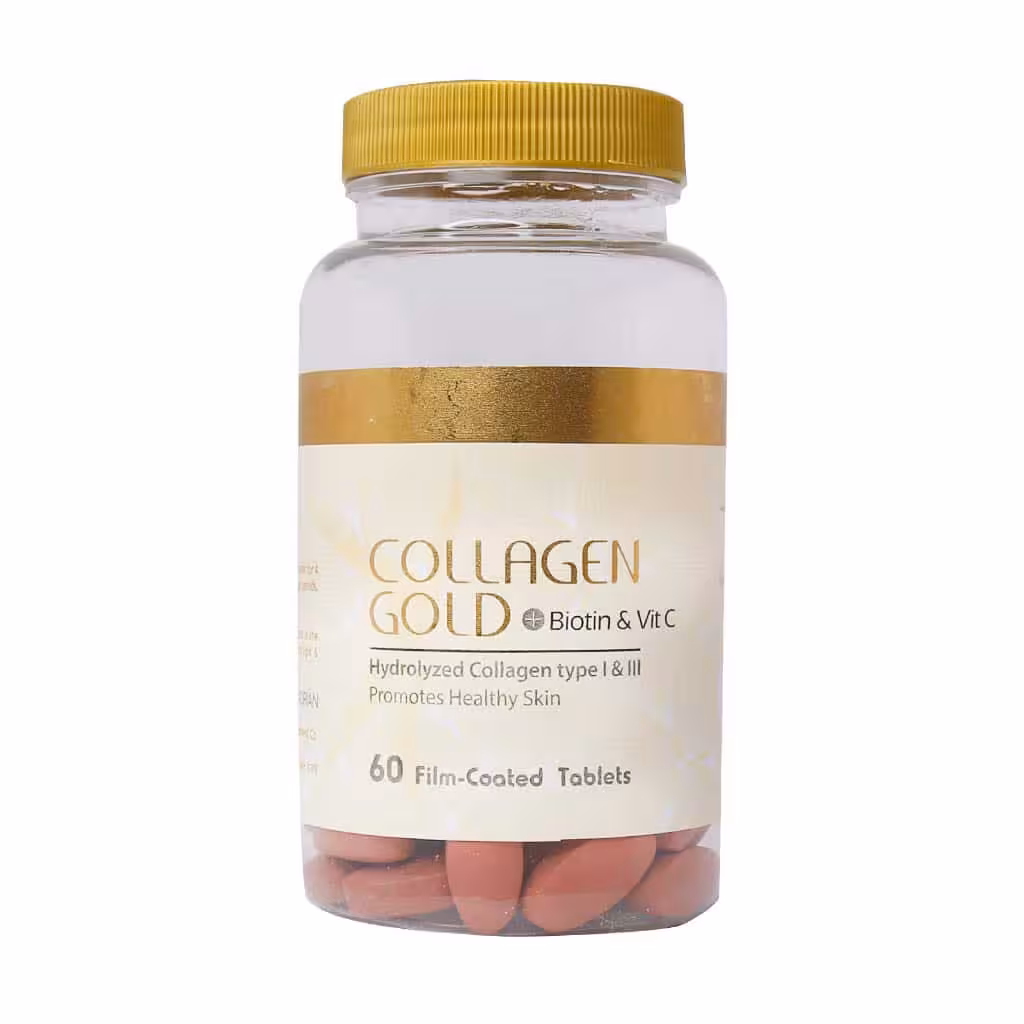 قرص کلاژن گلد بیوتین و ویتامین سی آدريان 60 عددی | Collagen Gold And Biotin And Vit C Adrian