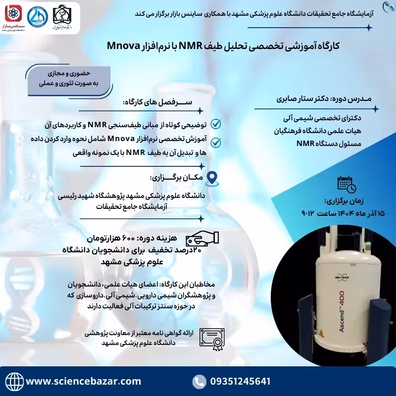 کارگاه آموزشی تخصصی تحلیل طیف NMR با نرم‌افزار Mnova