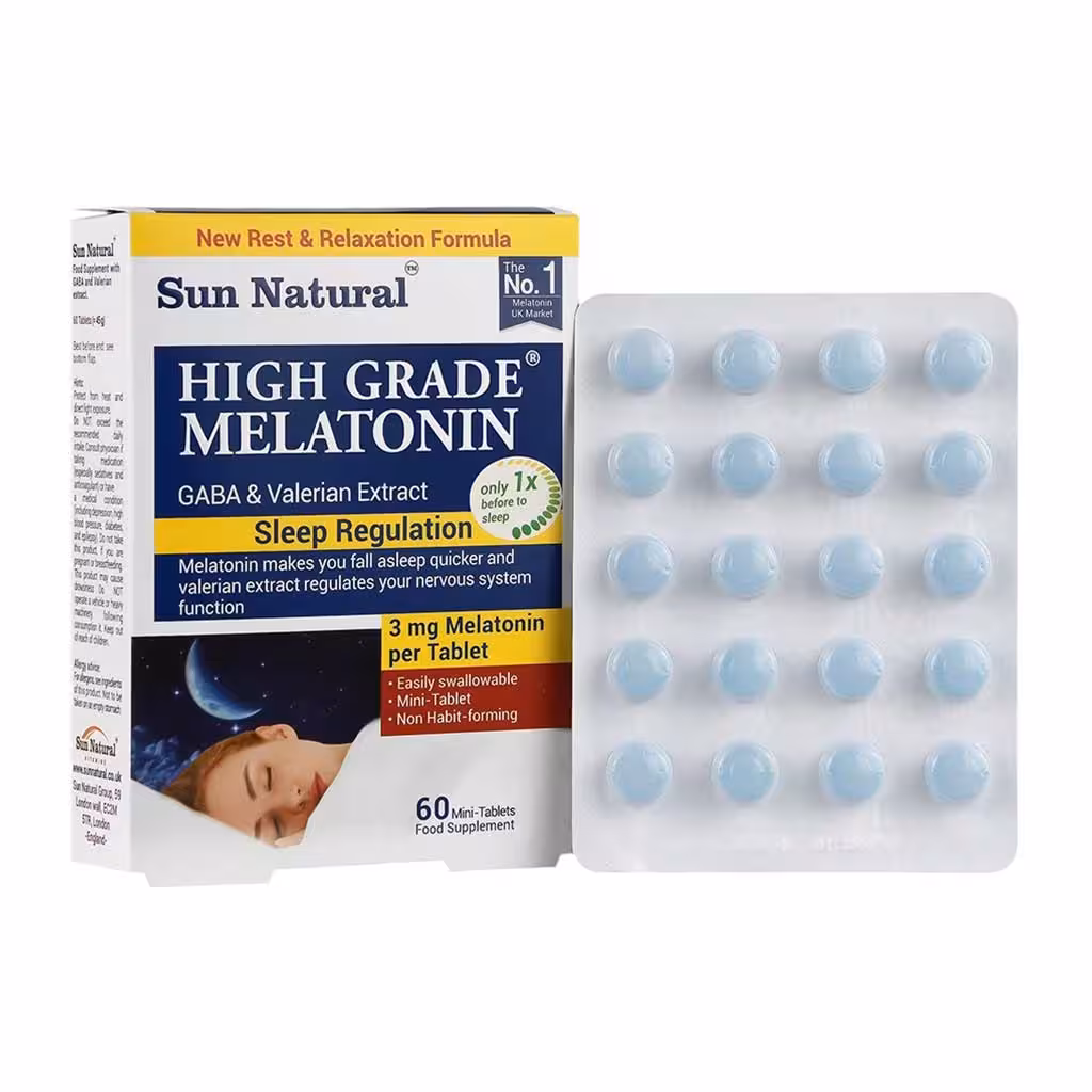 قرص‌ های گرید ملاتونین سان نچرال 60عدد | Sun Natural High Grade Melatonin