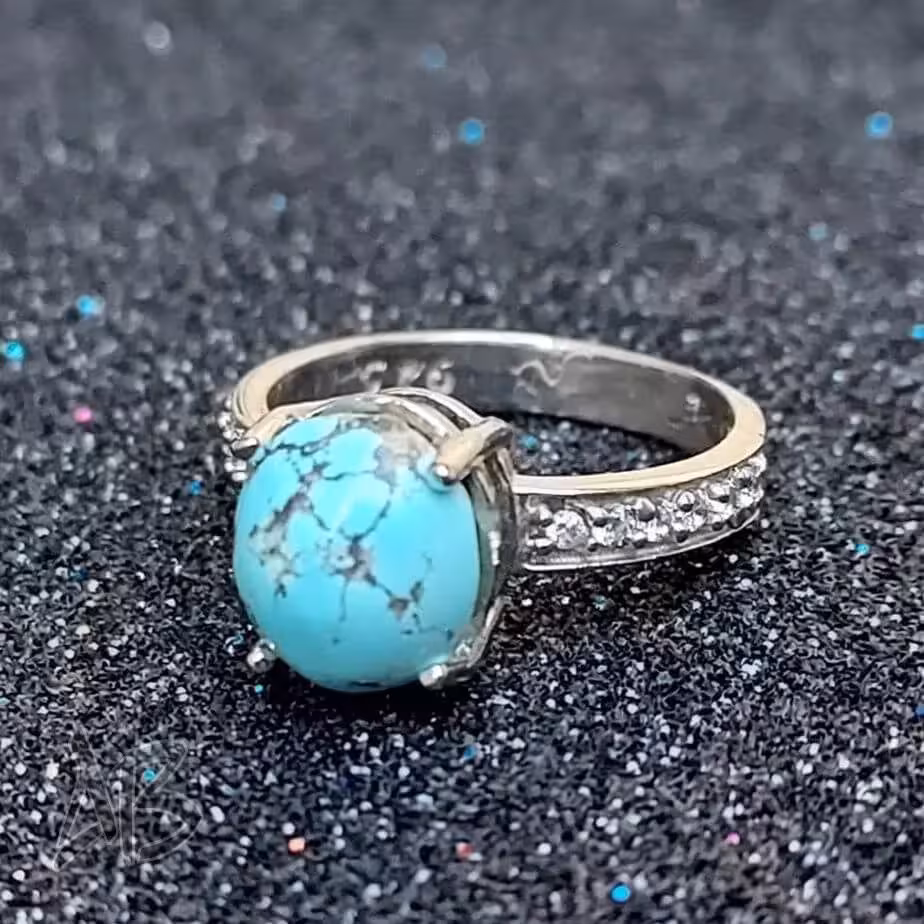 انگشتر نقره زنانه فیروزه نیشابور اصل آقابزرگ کد 587