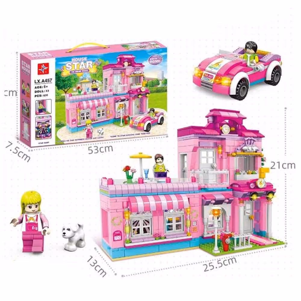 ساختنی قصر باربی برند LX کد LX-A457 مجموعه 820 قطعه