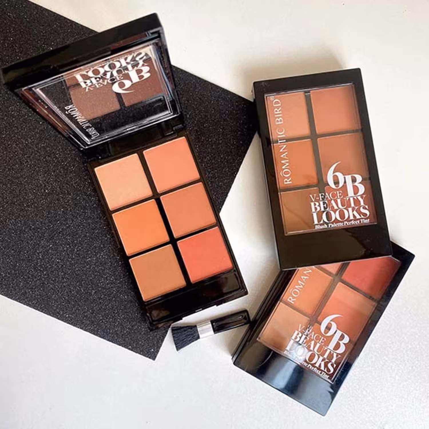 پالت رژگونه 6 رنگ رمانتیک برد (Romantic Bird 6B V-Face Beauty Looks Blush Palette Perfect Tint-Code A)