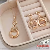 نیم ست زنانه ژوپینگ شامل گوشواره و گردنبند رنگ طلایی کد NIM141023W