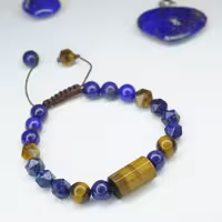 دستبند سنگ لاجورد وچشم ببر کد 310171