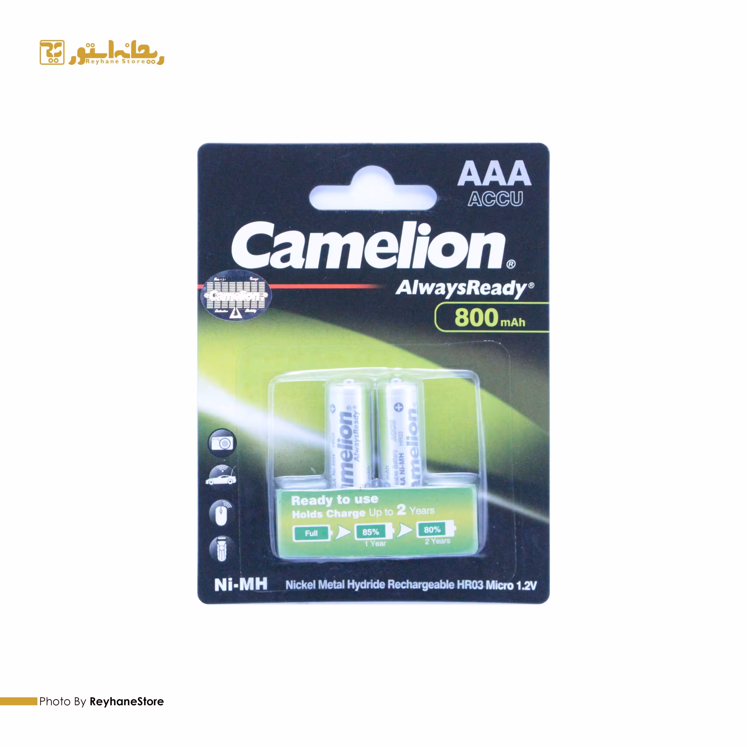 باتری نیم قلمی شارژی AlwaysReady 800mAh کملیون HR03