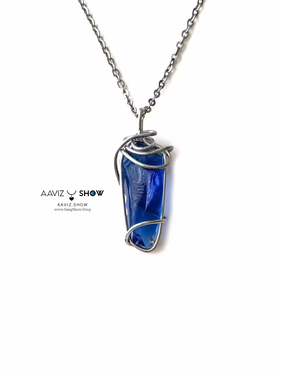 گردنبند سنگ ابسیدین آبی اصل و معدنی نمونه انحصاری A469