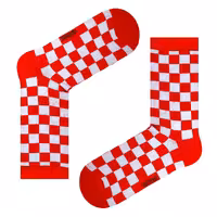 جوراب ساقدار آپتیمیست طرح شطرنجی قرمز و سفید