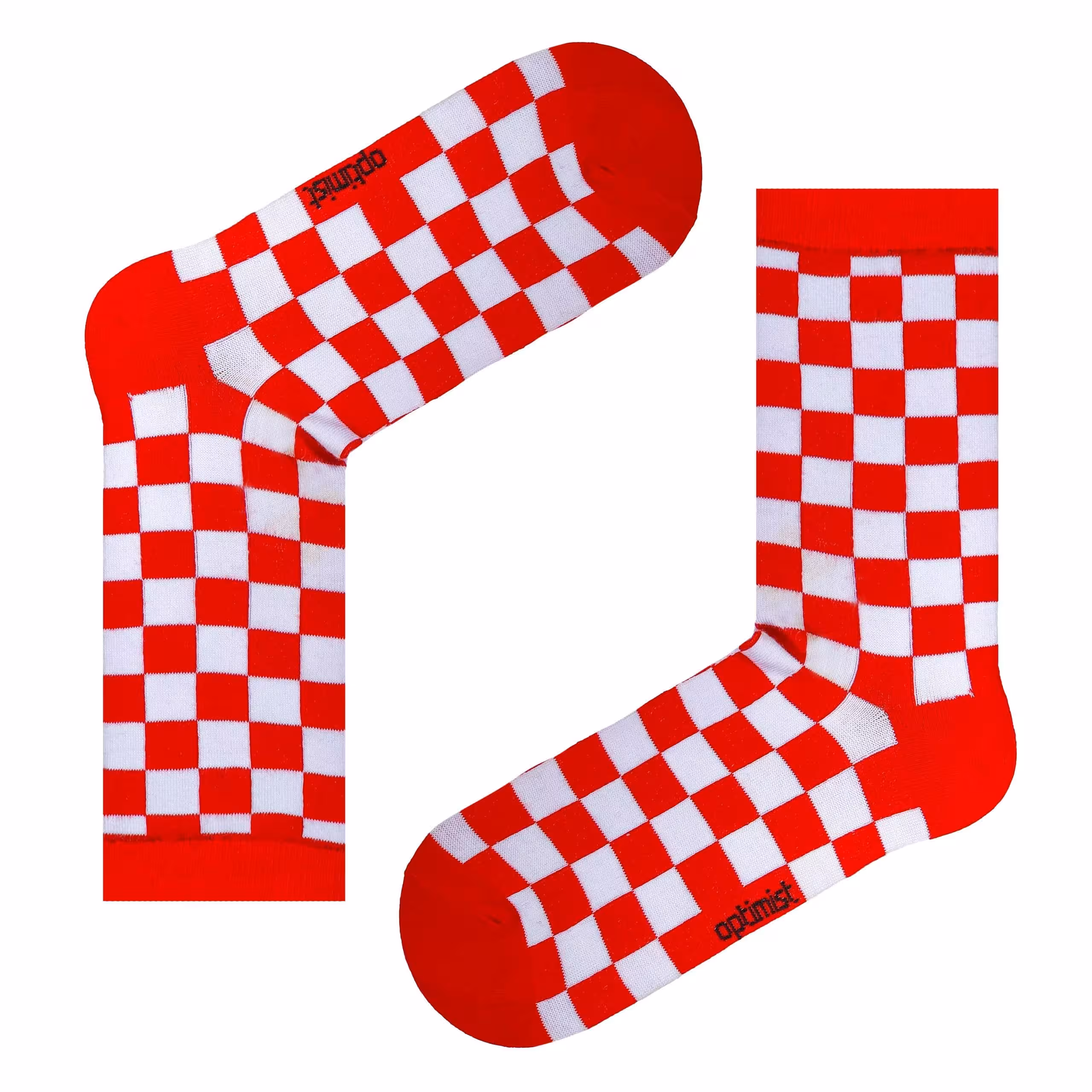 جوراب ساقدار آپتیمیست طرح شطرنجی قرمز و سفید