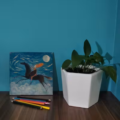 کاشی کارنیلا طرح شاهزاده و اسب بالدار مدل لوحی کد WKB389