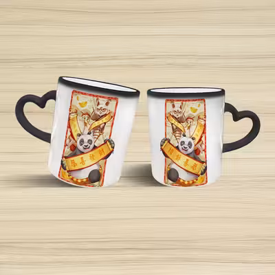 ماگ حرارتی مدل دسته قلبی اکلیلی طرح پاندا کنگ فو کار کد 59