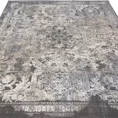 فرش ماشینی مدل مدرن طرح فرانسوی زمینه طوسی