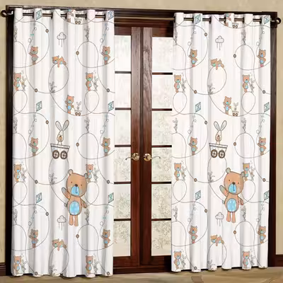 پرده مدل خرس چاپی هازان پانچی کد 559 سایز 200x140 سانتی متر