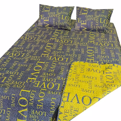 سرویس خواب سندس مدل پنبه دوزی love دونفره 3 تکه