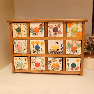 جای ادویه 12 پارچه مدل چوبی و سرامیکی