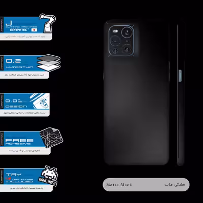 برچسب پوششی ماهوت مدل Matte-Black-FullSkin مناسب برای گوشی موبایل اپو Find X3 Pro