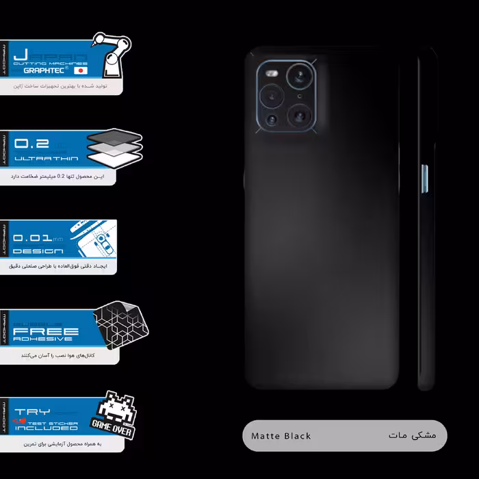 برچسب پوششی ماهوت مدل Matte-Black-FullSkin مناسب برای گوشی موبایل اپو Find X3 Pro