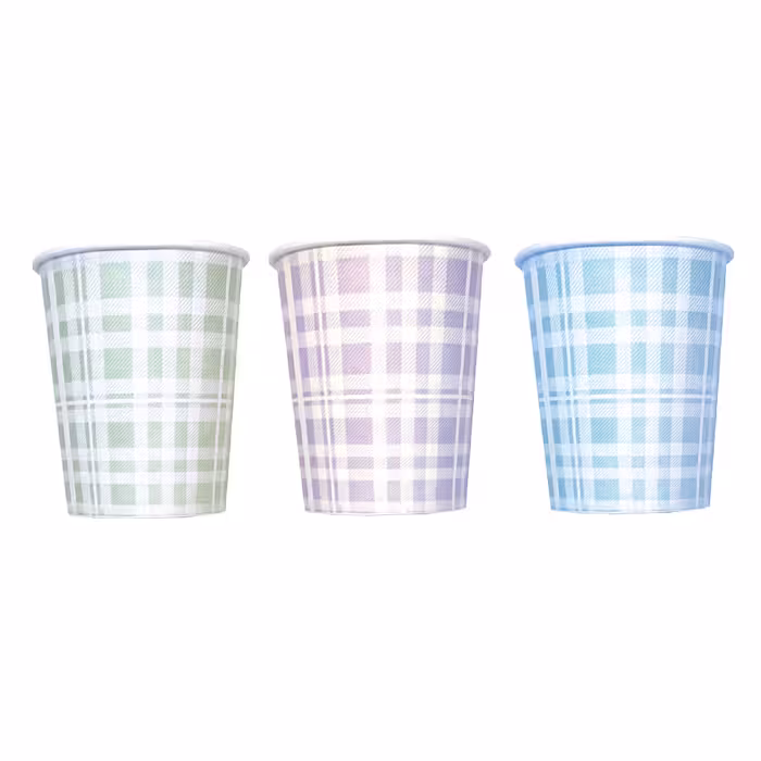 لیوان یکبار مصرف کاغذی آنی مدل شطرنجی 3 بسته 150 عددی