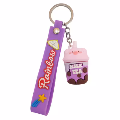 جاکلیدی مدل سیلیکونی طرح لیوان چای شیری و سر خوک کد DB20