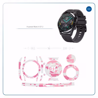 برچسب ماهوت طرح Army-Pink-pixel مناسب برای ساعت هوشمند هوآوی Watch GT2