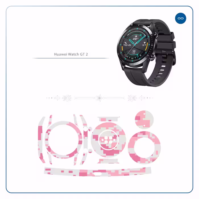 برچسب ماهوت طرح Army-Pink-pixel مناسب برای ساعت هوشمند هوآوی Watch GT2