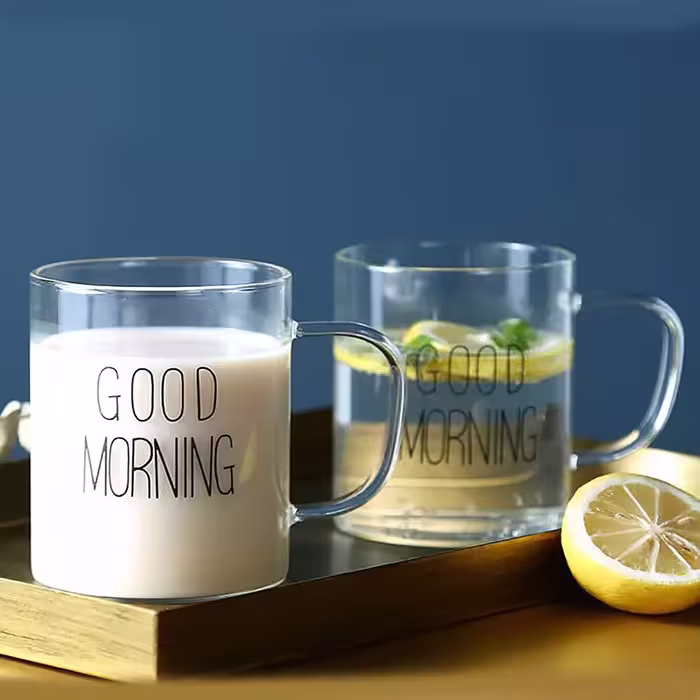 ماگ مدل شیشه ای طرح good morning