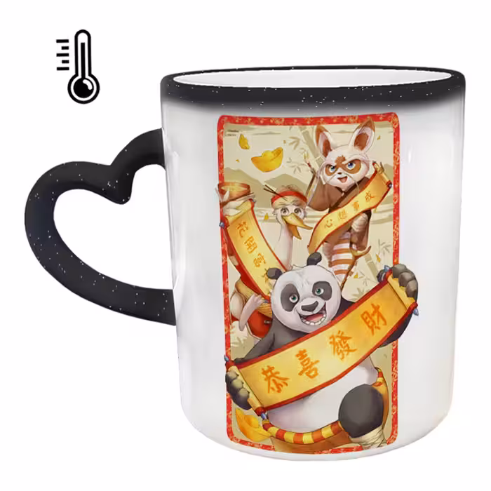 ماگ حرارتی مدل دسته قلبی اکلیلی طرح پاندا کنگ فو کار کد 59