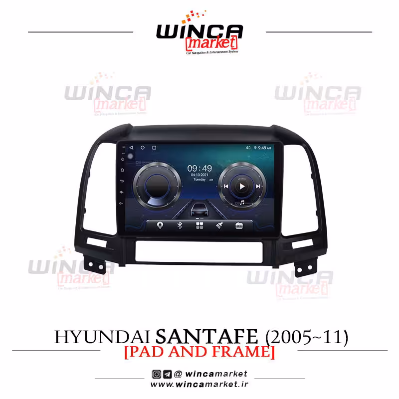 مانیتور هیوندای سانتافه قدیم 2005-2011 رم 4 حافظه 32 سری TS855-5G FLYDYT محصول وینکا