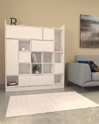 کتابخانه مدرن ام دی اف مینیمال با لولا استیل مدل L.0014