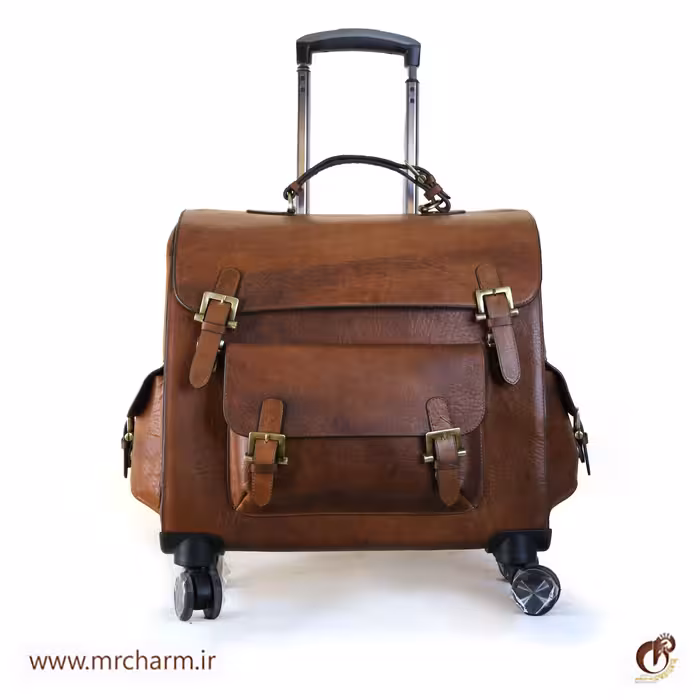 چمدان تمام چرم قهوه ای تیره mrc168-13