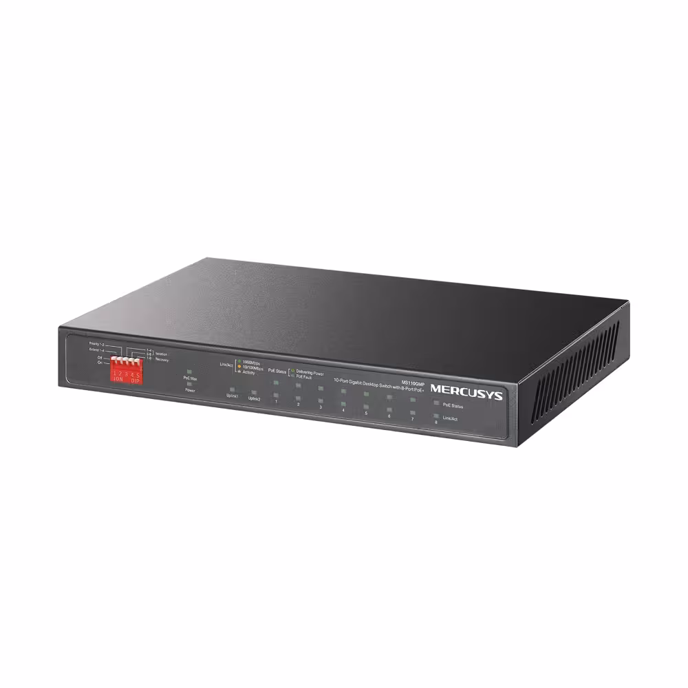 Mercusys MS110GMP 10-Port Gigabit Desktop Switch with 8-Port PoE - تکنو لینک 148