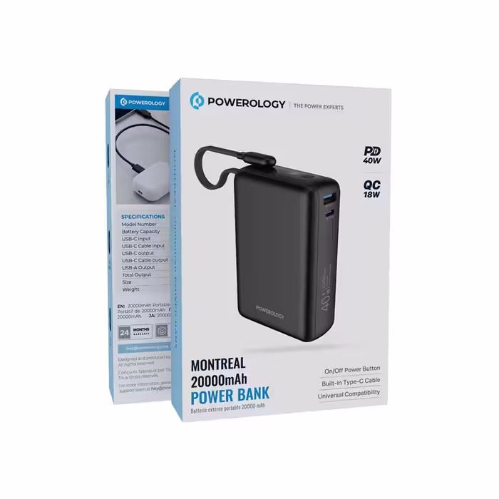 پاوربانک 20000 میلی آمپری پاورولوژی Powerology Montreal 20000mAh Power Bank