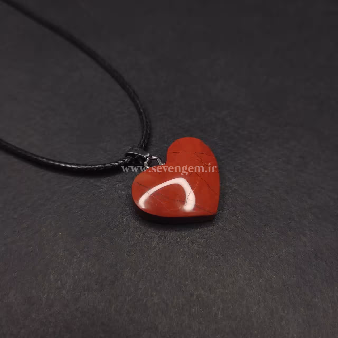 گردنبند سنگ جاسپر قرمز تراش قلبی (کد299)