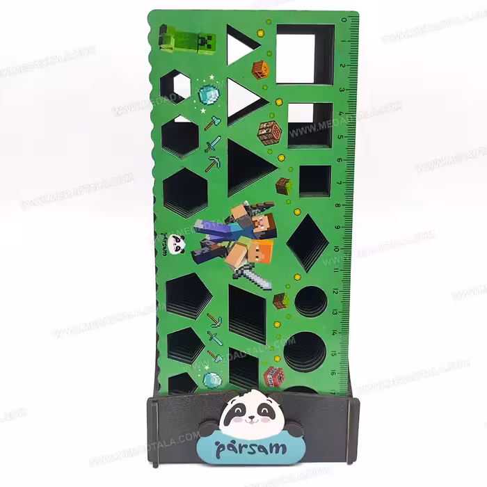 خط کش چوبی شابلون دار فانتزی طرح ماینکرافت