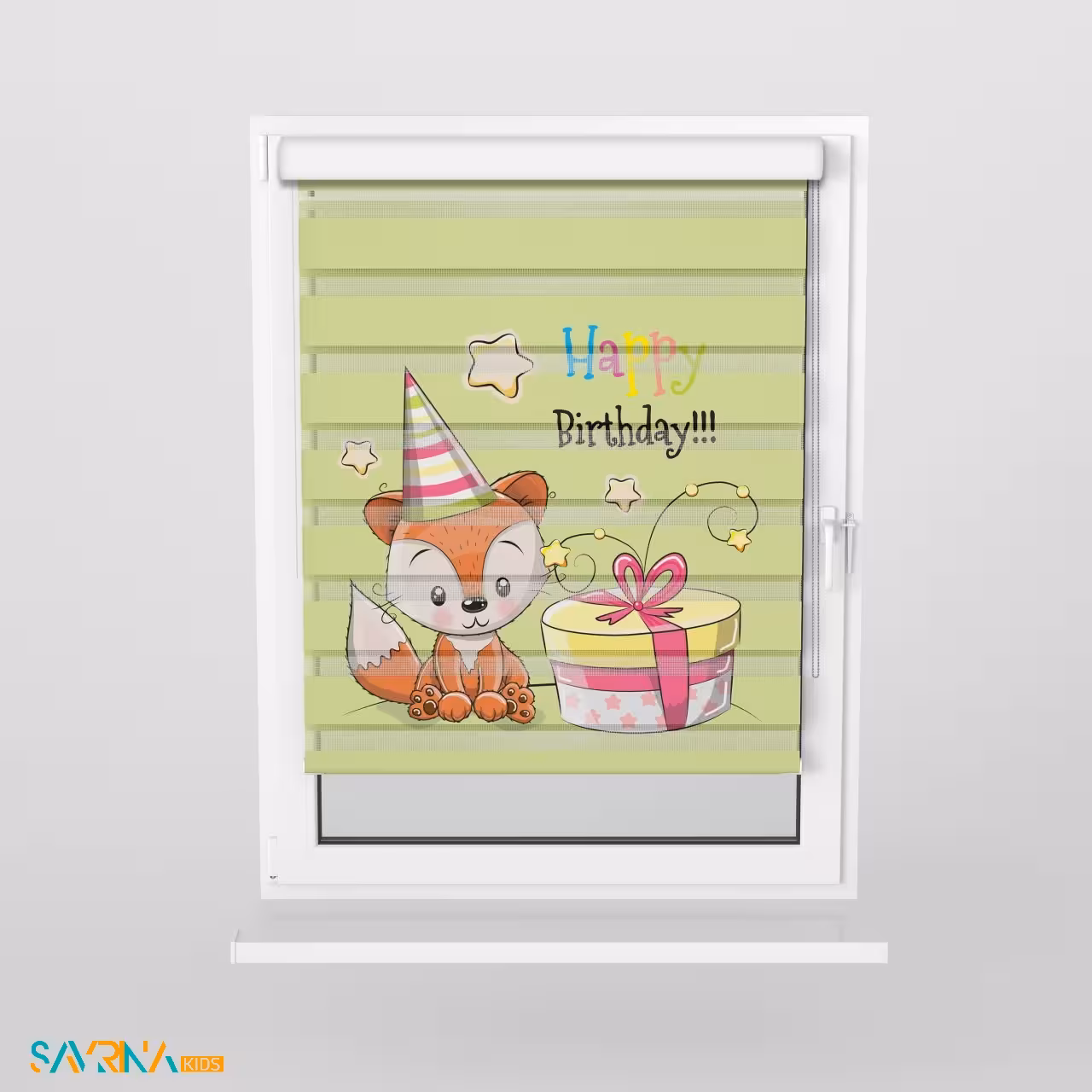 پرده زبرا طرح روباه خوشحال کد AS1371