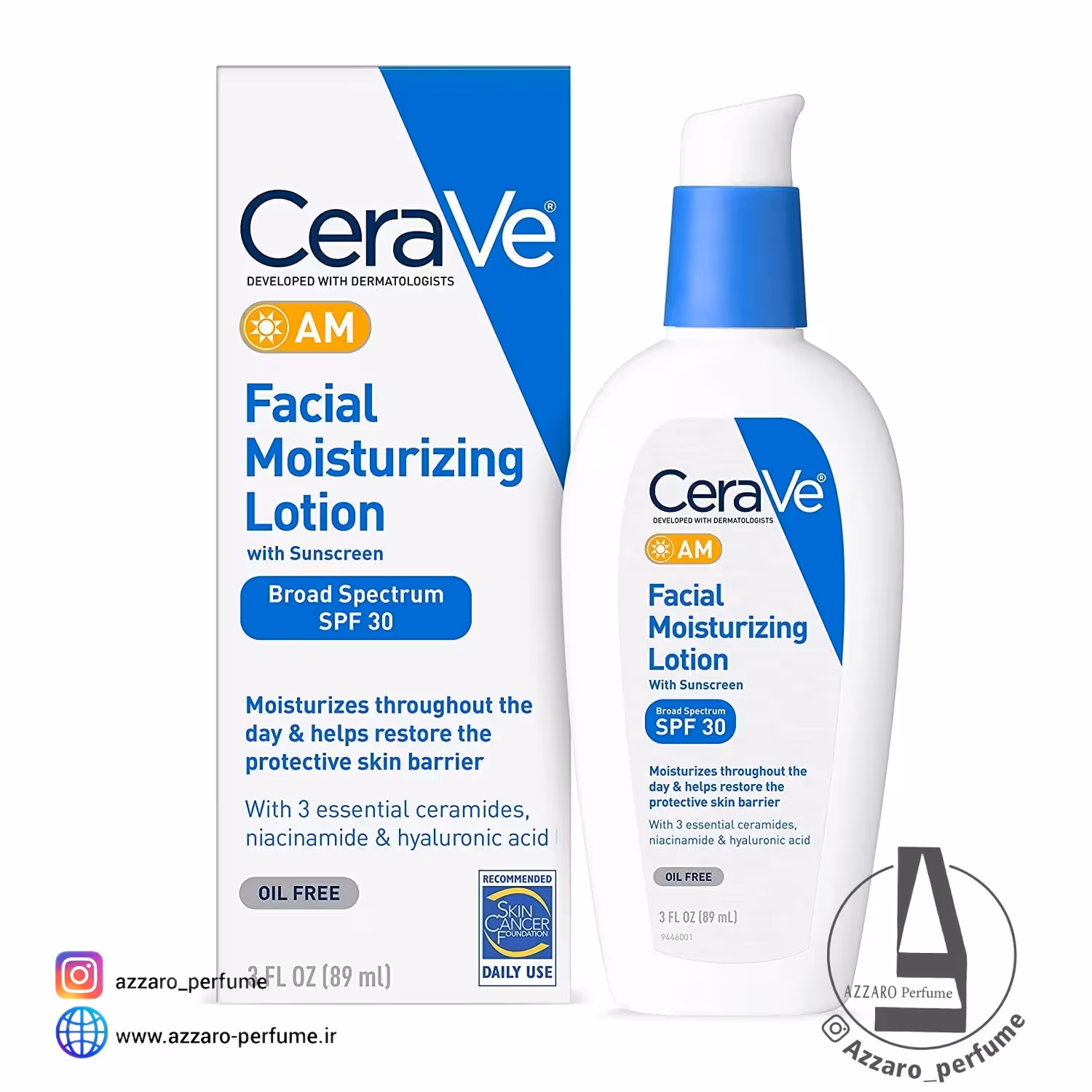 لوسیون مرطوب کننده صورت سراوی CERAVE حاوی spf30 حجم 89 میل