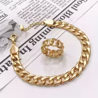 ست دستبند و انگشتر استیل کارتیر طلایی 140160200