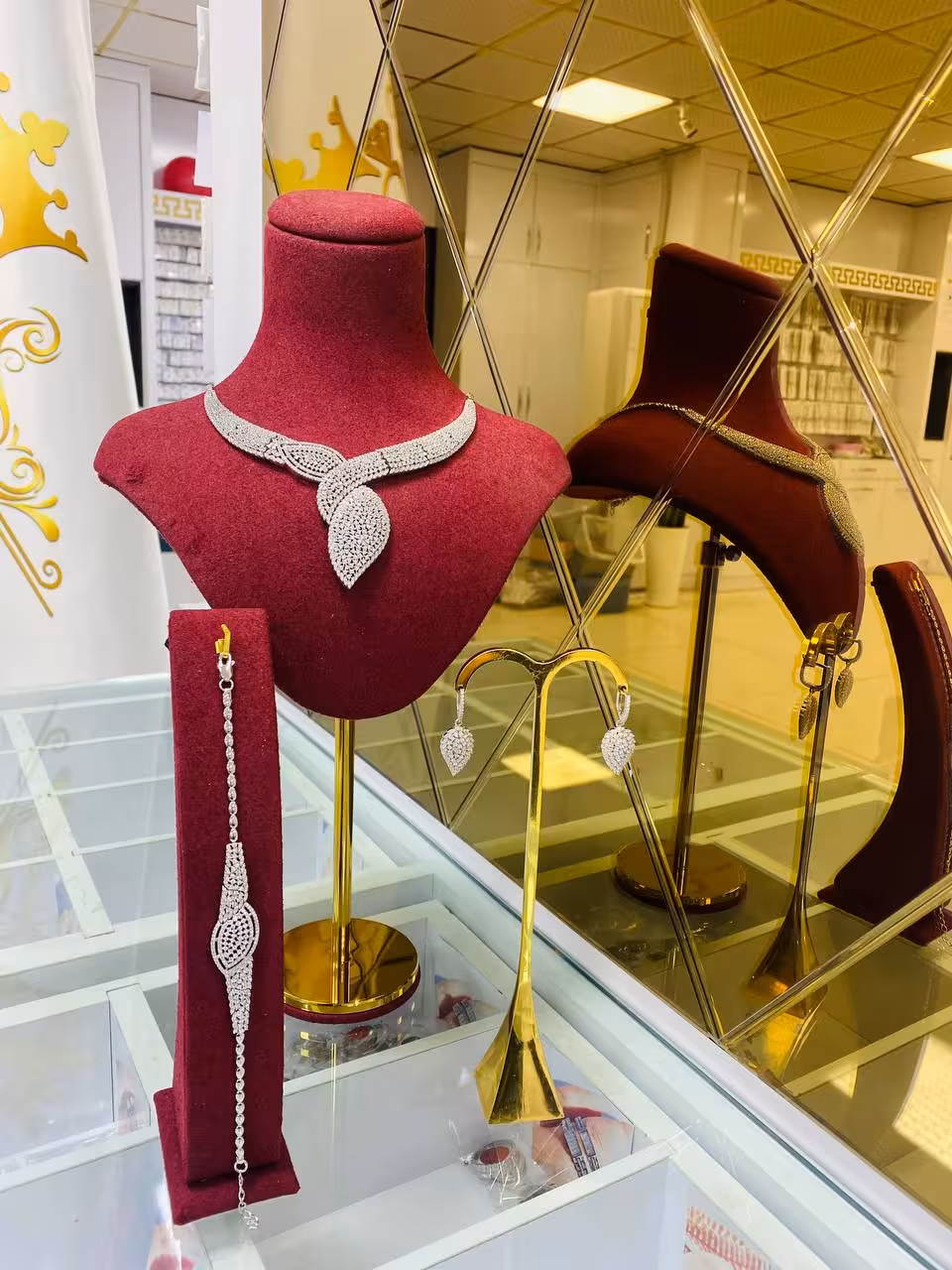 سرویس مجلل نقره جواهری زنانه کد 60395