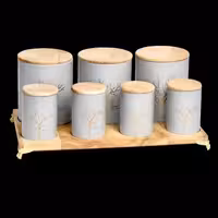 ست ادویه وحبوبات 8 پارچه آرتیستون بامبو طوسی