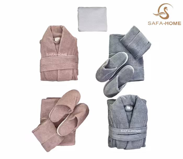 ست حوله عروس و داماد میکرو آبی کالباسی