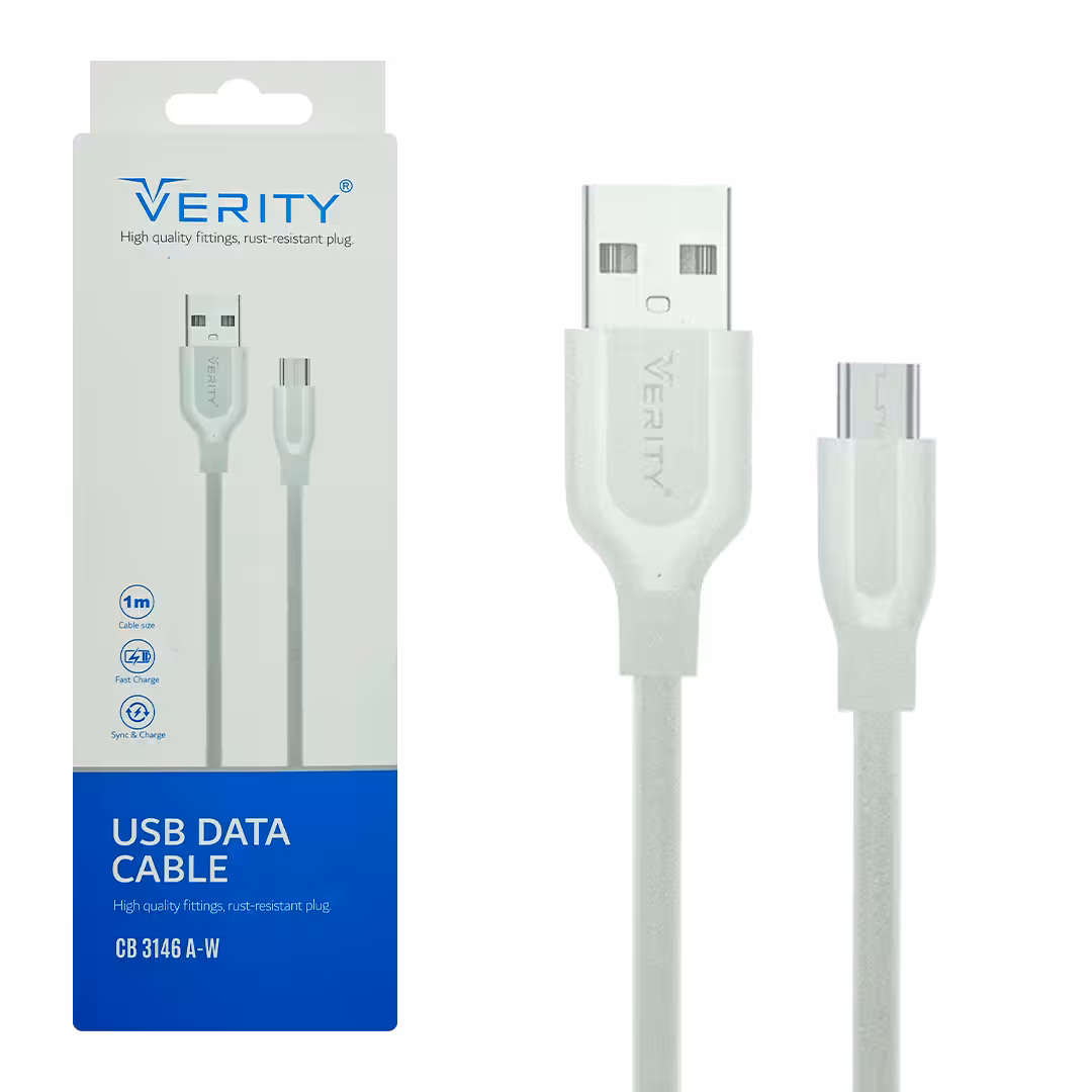 کابل دیتا و شارژ اندروید VERITY مدل 3146 سفید