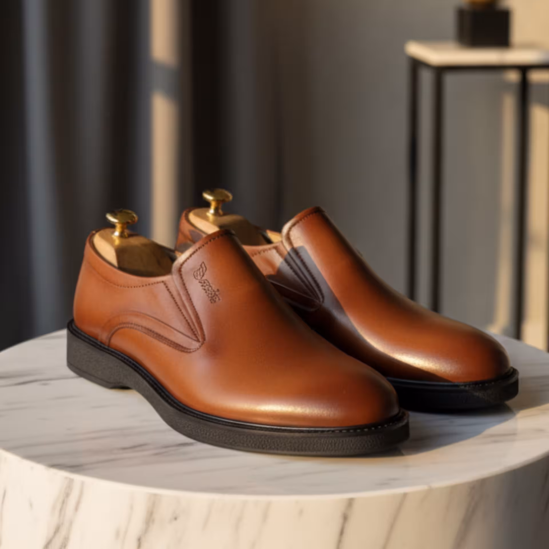 کفش چرم مردانه اسپرت کد SP168TN رنگ عسلی