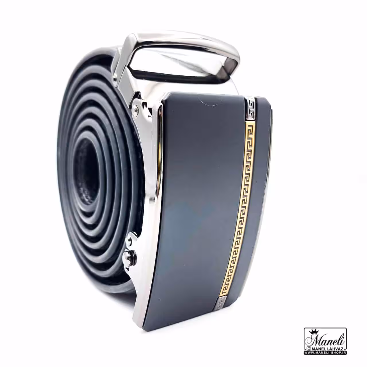 کمربند چرم ریلی مشکی ساده و کلاسیک