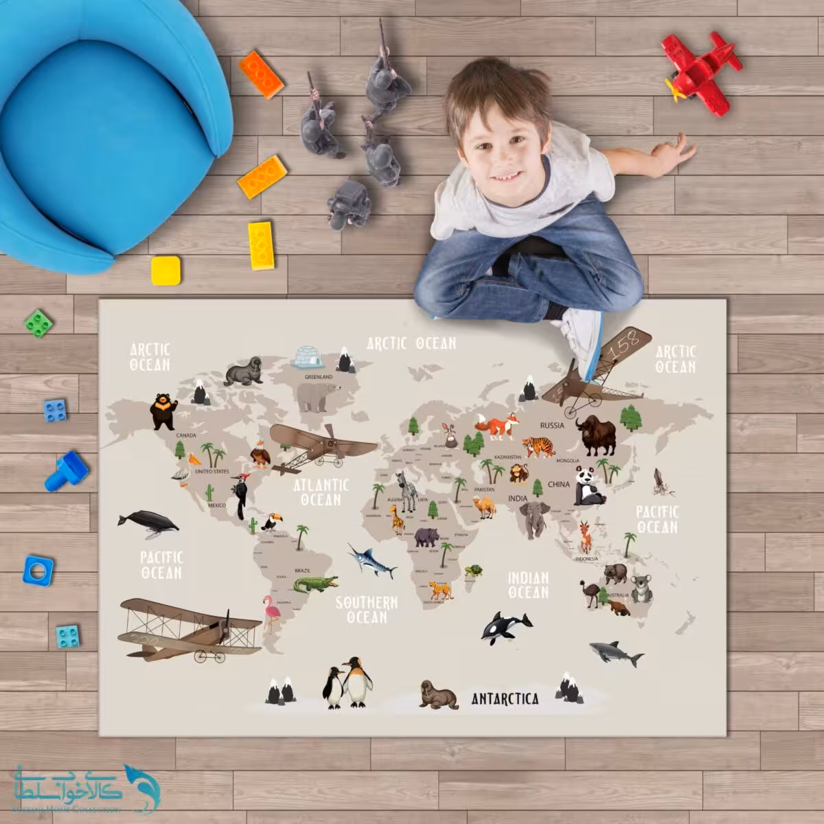 فرشینه اتاق کودک نقشه حیوانات کد FR1576