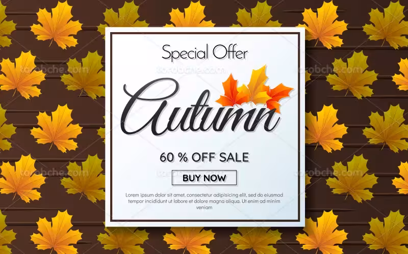 وکتور بنر فروش پاییزه با برگ های زرد | گرافیک با طعم تربچه