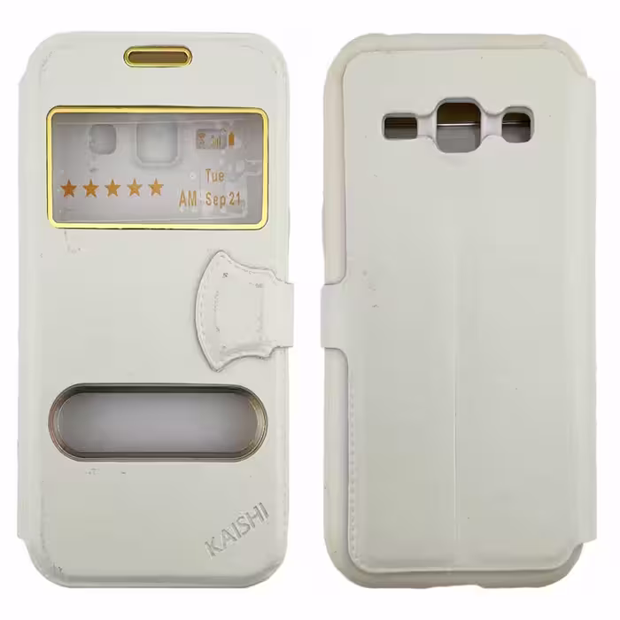 قاب Samsung J1-2015 مدل کلاسوری طرح چرم / رنگ سفید – کد 41270